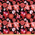 thumbnail image 1 of Floral Upholstery Fabric by the Yard, Flourishing Flowers Summer Garden Botany Concept Abstract Illustration, Decorative Fabric for DIY and Home Accents, Coral Pink Black by Ambesonne, 1 of 4