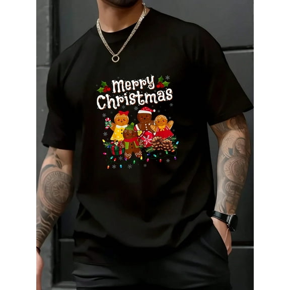 Fall Women T-Shirt Merry Christmas Gingerbread Cookies Men Women T-Shirt Halloween Pumpkin Thanks Giving Family Funny Christmas Graphic Casual Autumn Tee Tops Men's T Shirt
