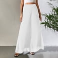 thumbnail image 5 of Maqroz Chiffon Pants for Women Dressy Plus Size Elastic High Waisted Work Trousers Slacks Culottes Wide Leg Cropped Palazzo Pants Loose Fit Boho Flowy Long Trousers Fashion Outfits Clothes White L, 5 of 5