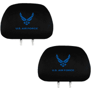 2 Pack USAF Car Headrest Covers, Luxury Black Fabric United States Air Force Car Interior Accessories fit Most Cars, Universal Replaceable with Printed US Air Force Veteran Logo