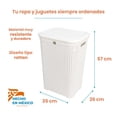 thumbnail image 4 of Cesto para Ropa Sucia Tipo Rattan - 2 Piezas con Tapa Abatible y Agarraderas Laterales, 4 of 9