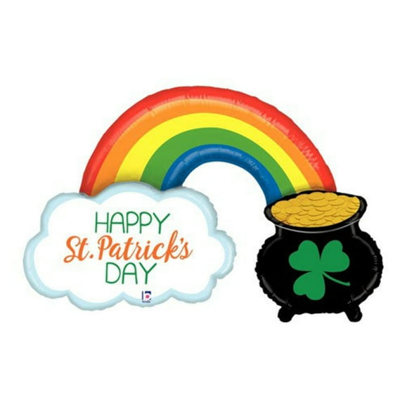 47 inch St Pats Pot Of Gold Foil Mylar Balloon - Party Supplies Decorations