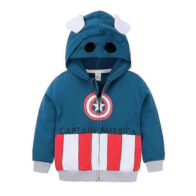 Kids Boys Spiderman American Captain Batman Dc Zip Funny Hooded Sweatshirt Outerwear Jacket