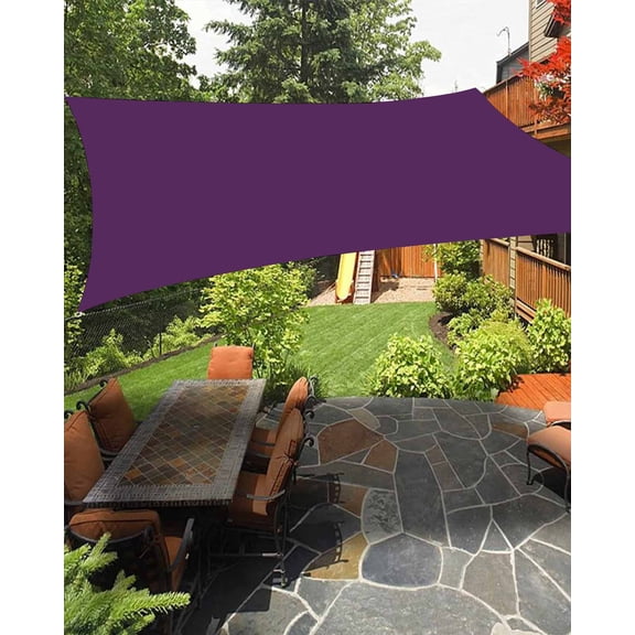 Solid Color Waterproof Sun Shade Sail Purple Outdoor Patio Sun Shades Canopy UV Block Waterproof Sunshade for Garden Backyard Deck Pergola 6.5x10 Ft