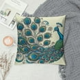 thumbnail image 2 of JRXY  Peacock Pillow Sham, Ornate Peacock with Majestic Tail Feather Dangling Around Birds Wing Illustration, Decorative Printed Pillowcase, Ceil Blue White, 2 of 5