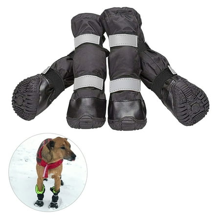 GOOHOCHY 4PCS Anti Pet Snow Boots Waterproof Protective Shoes Dog Rain Booties Size XS (Black)