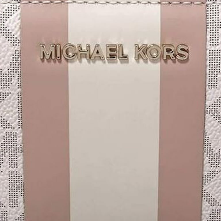 Michael Kors Jet Set Pink Logo Stripe Continental Wristlet