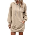 thumbnail image 2 of Fankiway Robes à Manches Longues en Liquidation, Chandails à Capuchon pour Femmes avec Poches, Couleur Unie, Robe Décontractée à Manches Longues pour le Printemps, Grande Taille en Liquidation, 2 of 8