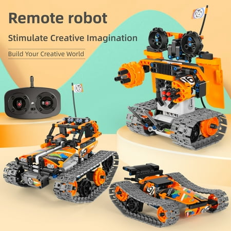 3 in 1 STEM Building Kit for Boys Girls Ages 8-12 | Remote Control Car/Tank/Robot | Science Learning Educational Building Blocks for Kids, Tracked Racer RC Toys Gift Sets (392 Pcs)