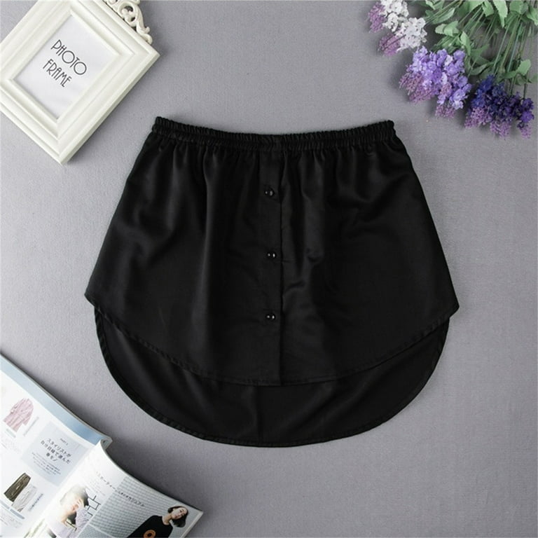 JWZUY 2 Pcs Shirt Extender for Women Layering Fake Top Lower Sweep Shirt  Half Length Skirt Elastic Waist Skirts Black M 