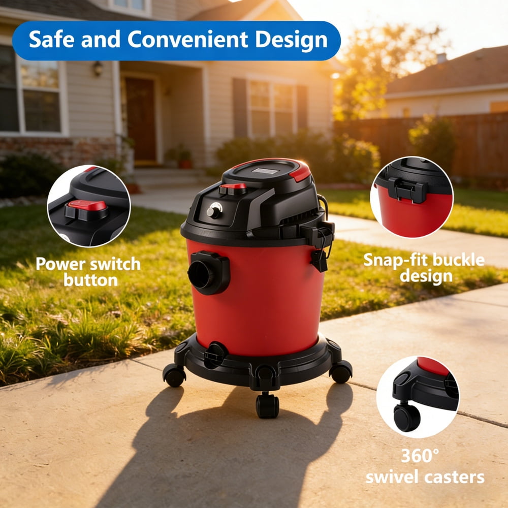 FFZ Wet Dry Vac, 8 Gallon, 6 Peak HP, 3 in 1 Shop Vacuum with Blowing Function, Wet/Dry Vacuum to Clean Floor, Upholstery, Gap, Car, Black