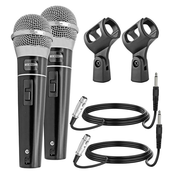 Professional Dynamic Microphone with Pop Filter & On/Off Switch, Cardioid Handheld Vocal Mic with XLR Cable for Karaoke, Live Singing, Public Speaking