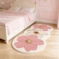 thumbnail image 6 of Upgraded Pink Cute Rugs for Bedroom, Floral Area Rug, Non-Slip Absorbent Bathroom Mat Super Cute Machine Washable Bathroom Mat Floral Soft Fluffy Bath Mat 47"x15" E, 6 of 8