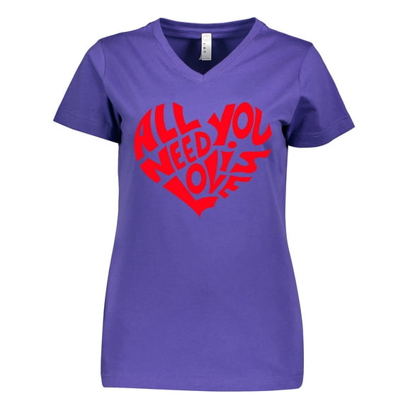 Inktastic All You Need is Love Red Heart Shape Women's V-Neck T-Shirt