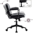thumbnail image 5 of DUOMAY Retro Home Office Computer Desk Chair with Armrest, Modern PU Leather Mid Back Swivel Task Chair Rolling Adjustable Office Guest Chair for Home Office, Black, 5 of 18