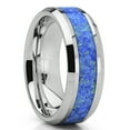 thumbnail image 1 of Men's Tungsten Carbide Wedding Band Ring with Blue Green Simulated Opal Inlay 8mm 7, 1 of 5