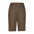 thumbnail image 3 of FUNUONY Women's Bermuda Long Shorts with Pockets High Waisted Stretch Knee Length Shorts for Women Summer Walking Pants High Waisted Crop Work Pants Summer Casual Slacks Yoga Dress Pant Coffee Xs, 3 of 5
