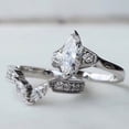 thumbnail image 2 of Silver & Stone Jewels 14K White Gold Finish Marquise Cut Cubic Zirconia Women's Bridal Ring Set For Wedding, 2 of 6