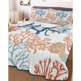 thumbnail image 3 of Quilts Full Size, Ocean Coral Soft Comforter Bedding Set for Bed, Coastal Orange Blue Green Nature Abstract Lightweight Quilted Bedspread with Pillow Cover(2 Pieces) for All Season, 78x90 Inch, 3 of 6