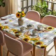 thumbnail image 3 of Sunflowers Dog Table Cloths for 6 Foot Rectangle Tables, Spring Watercolor Floral Stars Grey Plaid Patio Waterproof Elastic Fitted Tablecloths, Washable Rectangular Table Cover for Camping, 3 of 8