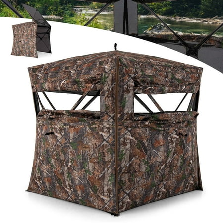 Costway 360 Degree One-Way See-Through Hunting Blind with Full-Open Door Carrying Bag