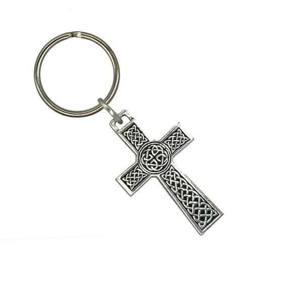 Celtic Cross Keychain, Christian, Christianity, Key Fob, Key Ring, Keys, Zipper Pull, Luggage Tag, Backpack, Pewter, Over 300 Keychains Designs, Handmade in the USA A1024KC