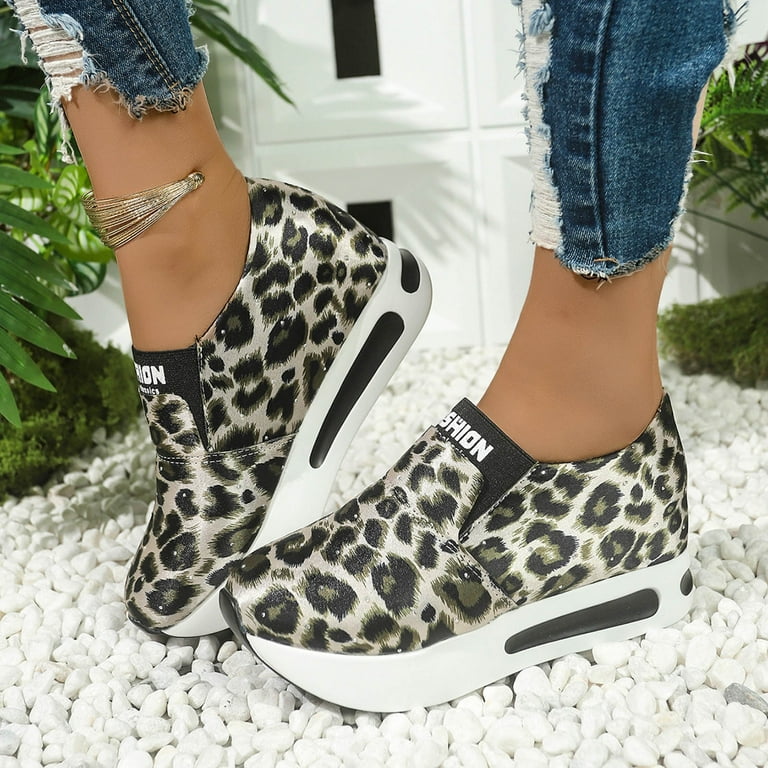 Mepaouo Slip on Platform Sneakers for Women 2025 Leopard Print