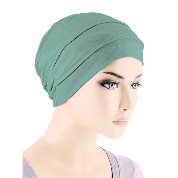 Lux Bamboo Pleated Cap in Sage Green