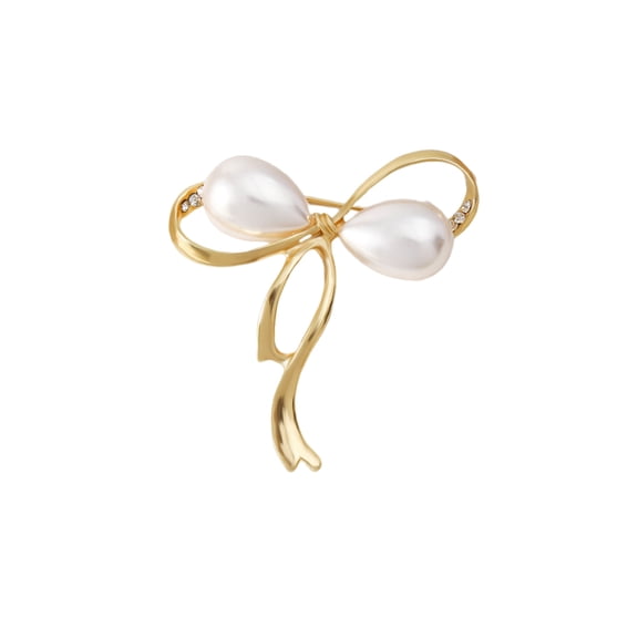 HUANLEDASH Women Brooch Faux Pearl Hollow Bow Decor Stainless Exquisite Vintage Anti-slip Wear-resistant Coat Collar Hat Scarf Decoration Clothes Pin Garment Jewelry