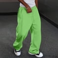 thumbnail image 2 of Dweltoz Mens Casual Sweatpants Baggy Wide Leg Pants Drawstring Elastic Waist Trousers Loose Fit Straight Pants with Pockets Open Bottom Trousers Classic Streetwear Pants,Green M, 2 of 5