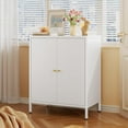 thumbnail image 2 of Small 2 Metal Storage Side Buffet Cabinet for Bed Room,Living Room,Entryway,Hallway,Home,Hotel,Office,Garage,Kitchen,1 Removable Shelf. (Metal Door, White), 2 of 15
