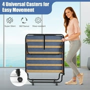 Costway Portable Folding Bed with Memory Foam Mattress Rollaway Cot Navy Made in Italy