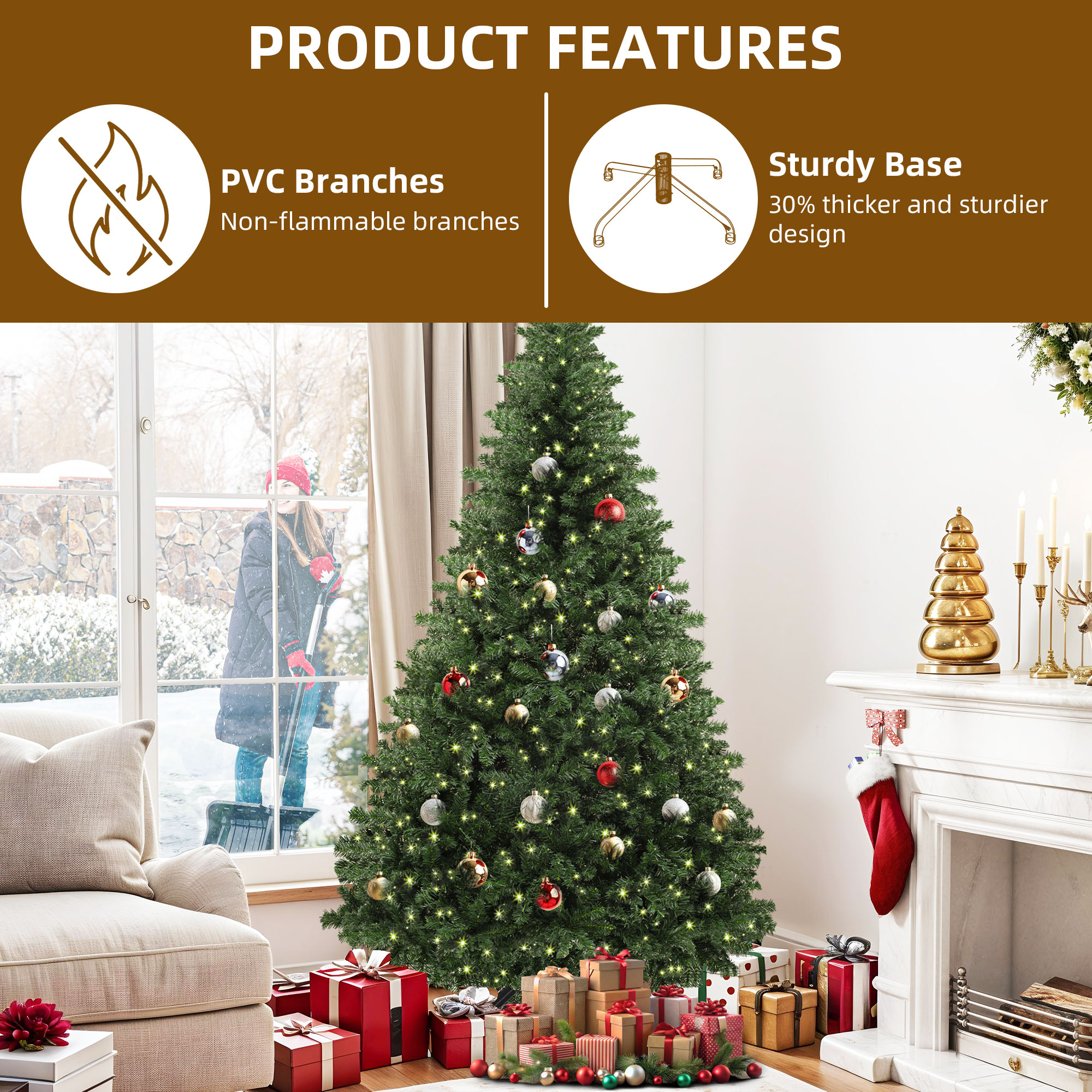 DEXTRUS 6ft Artificial Spruce Christmas Tree with Metal Base photo 6
