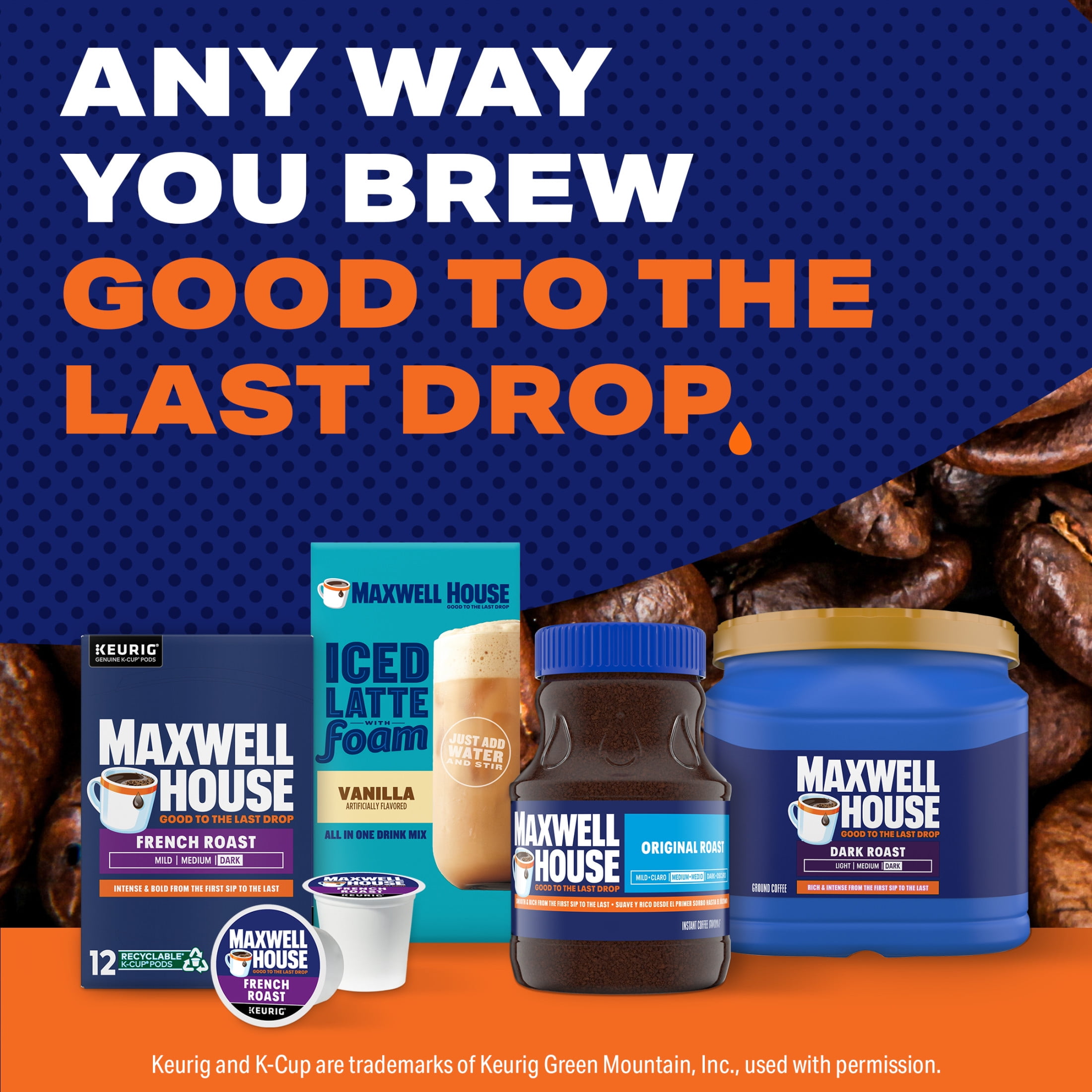 Maxwell House Dark Roast Ground Coffee, 24.5 oz Canister