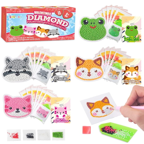 Tarjetas de San Valentín y kit de pintura artística con diamantes para niños