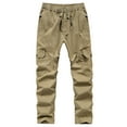 thumbnail image 5 of Pantalones cargo de senderismo para hombre - Cintura elástica con cordón - 6 bolsillos, corte holgado - Ropa deportiva/de exterior/casual, 5 of 5