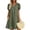 *Army Green, variant on ClodeEU Women's Linen Blend V Neck Puff Sleeve Half Button Midi Dress with Pockets ,Solid Color Casual Summer Dress Army Green,Women's Plus L