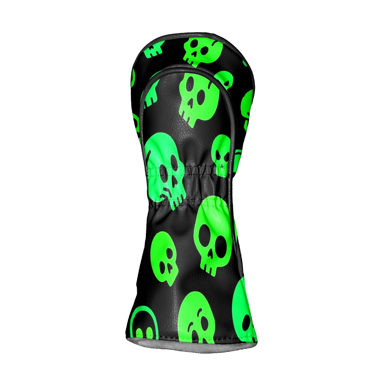 Golf Club Covers, Green Skeleton Premium PU Leather Driver Hybrid Putter Head Covers with Velvet Lining, Waterproof Golf Gifts for Men Women