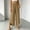 Brown, variant on Women Solid Color Elastic Waist Wide Leg Pants Curved Split Hem Casual Long Trousers with Side Pockets Mint Green XL(XL)