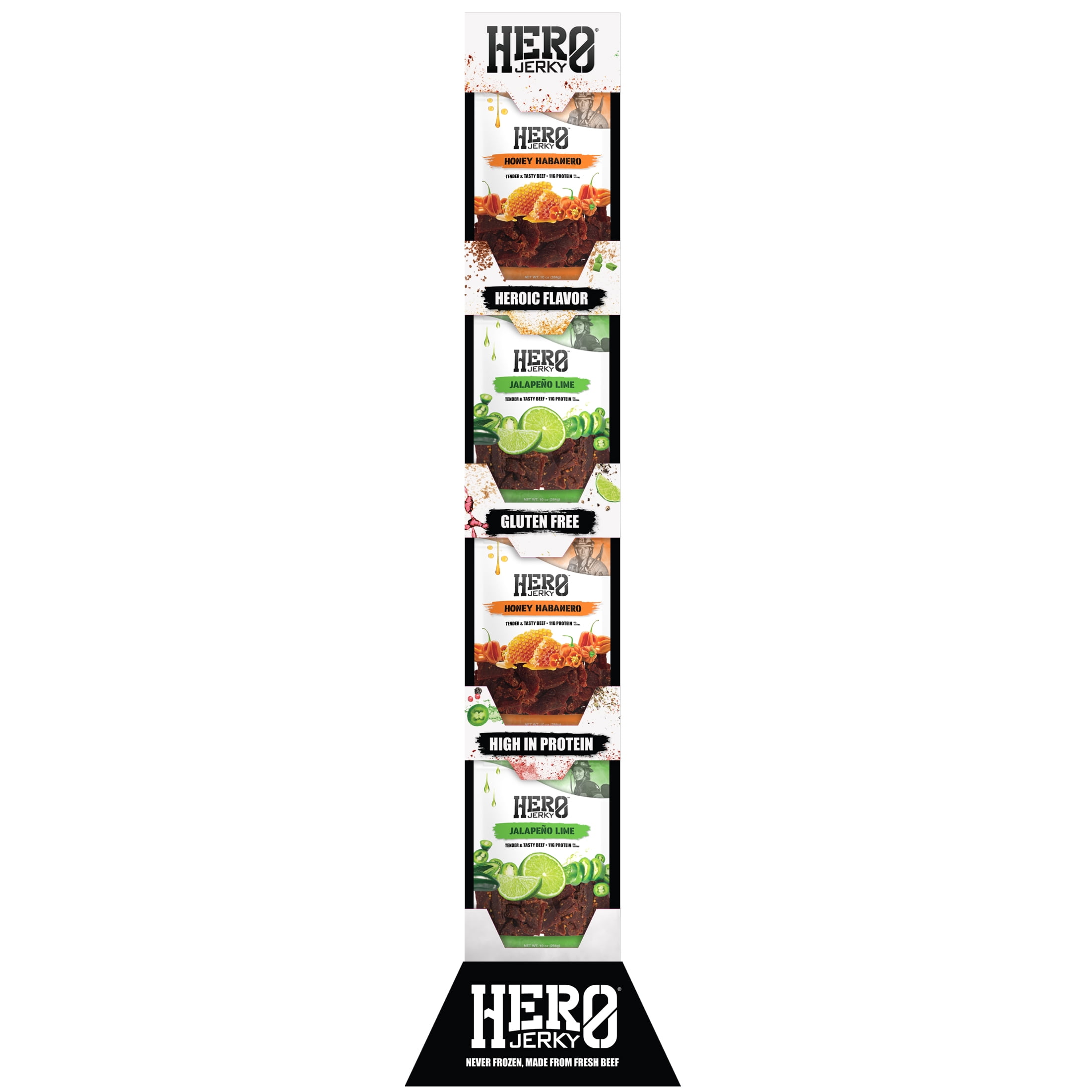 (4 pack) Hero Bold Black Cherry Beef Jerky 10oz Resealable Bag