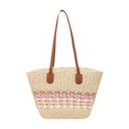 thumbnail image 2 of Bolso tote ligero de verano, bolsa de compras tejida para la playa, ideal para viajes y fiestas. Rosa beige, 2 of 9