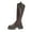 Brown, variant on KEGIRLOM Women's Fashion Casual Winter Long Straight Boots Solid Color Round Toe Side Zipper Thick Bottom Low Heel Knee-High Boots Black 6