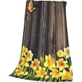 thumbnail image 3 of Yibo Spring Flowers Daffodils Blanket Flannel Soft and Comfortable Anti-static Bed Sofa Blanket, 3 of 9