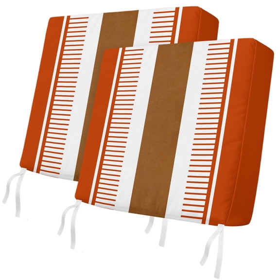 Outdoor Patio Cushion Covers 2 Pack Orange Boho Patio Chair Cushion Covers with Ties and Zipper Brown Stripes Bohemian Style Waterproof Outdoor Seat Cushion Covers for Patio Furniture 22"x22"