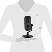 onn USB Tri-Pattern Microphone with Volume/Mute Controls and 3.5mm Headphone Jack, Black
