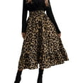 thumbnail image 1 of One opening Women's Leopard Print Long Skirts Elastic High Waisted Plus Size Bohemian Maxi Skirt, 1 of 7