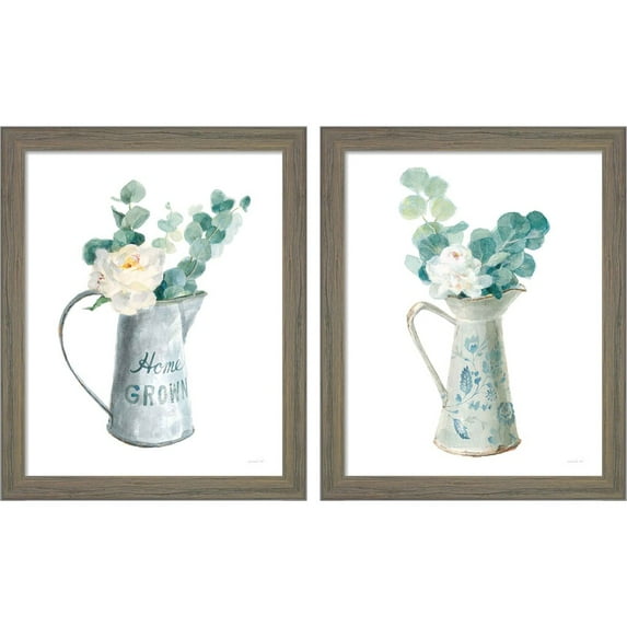Great Art Now Floursack Home on White by Danhui Nai, 2 Piece Framed Art Set Each 9"W x 11"H