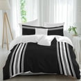 thumbnail image 2 of Black Striped Bedding 3 Piece Duvet Cover Set Full Size, Farmhouse Black White Stripes Soft Microfiber Comforter Cover with Zipper Closure & Pillowcases, Wrinkle & FadeResistant Quilt Cover, 2 of 9