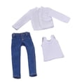 thumbnail image 1 of Figura masculina a escala 1/12, ropa, chaleco, camisa y jeans, accesorios, ropa clásica para hombre. Blanco, 1 of 9