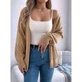 thumbnail image 3 of Womens Summer Crochet Cardigan Long Sleeve Light-Weight Casual Knit Sweaters Khaki L, 3 of 8